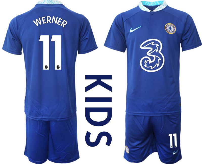 Youth 2022-2023 Club Chelsea FC home blue 11 Soccer Jerseys